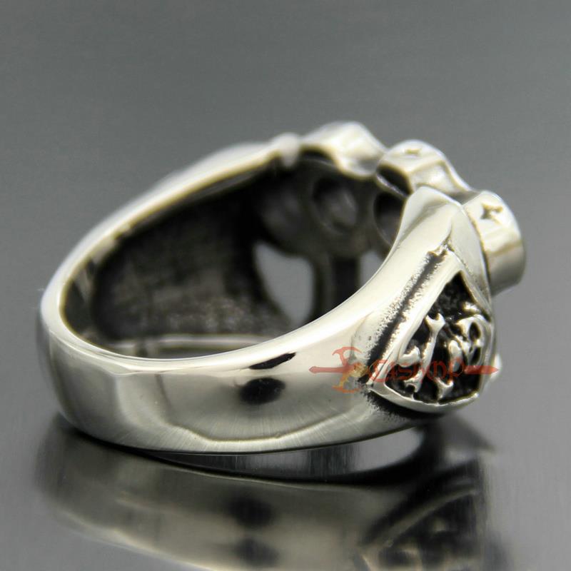 Men's Skull Brass Knuckles Duster 316L Stainless Steel Ring Silver Knucks Band eBay