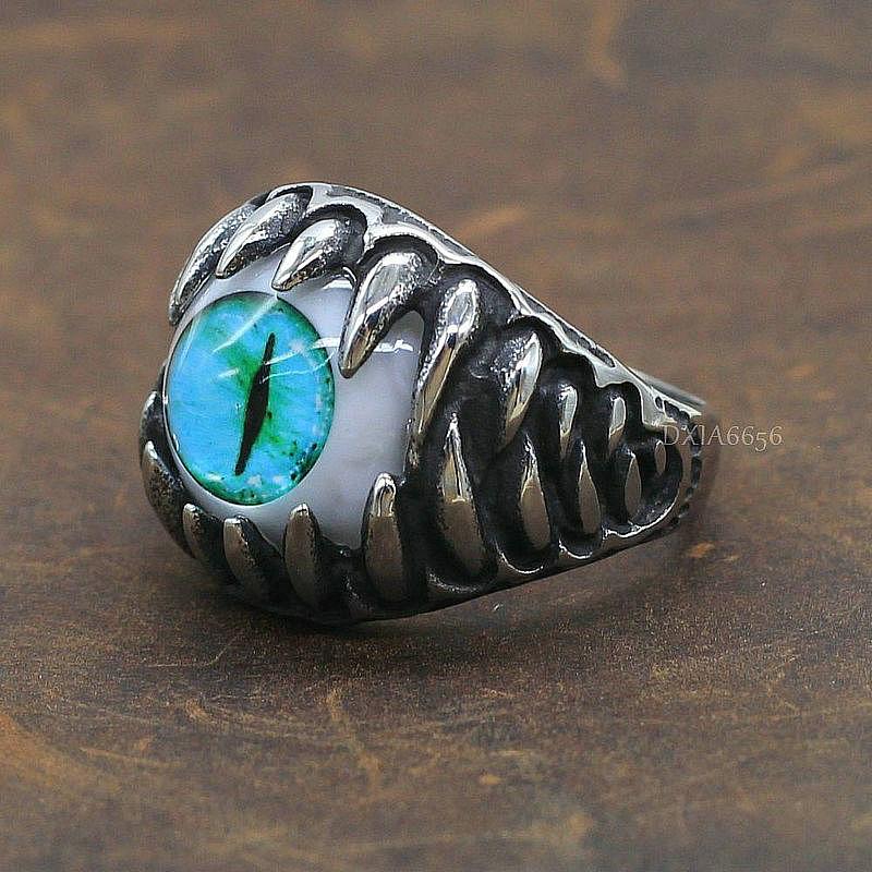 ausuky Cool Adjustable Mens Glow in The Dark Punk Vintage Luminous Dragon Ring Jewelry (Silver Blue Green ausuky Cool Adjustable Mens Glow in The Dark Punk Vintage Luminous Dragon Ring Jewelry (Silver Blue Green