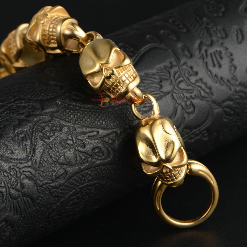 Men's Women's Gothic 316L Stainless Steel Skulls Link Bracelet