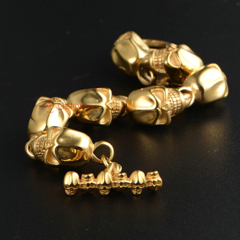 Men's Women's Gothic 316L Stainless Steel Skulls Link Bracelet