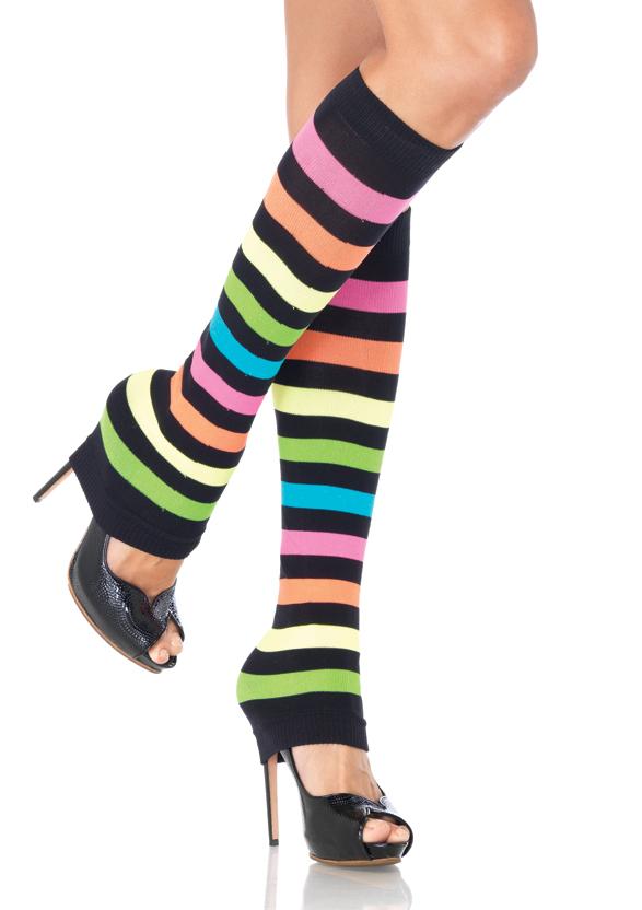 Sexy Fun Bright Neon Rainbow Leg Warmers Knee High Socks Costume ...