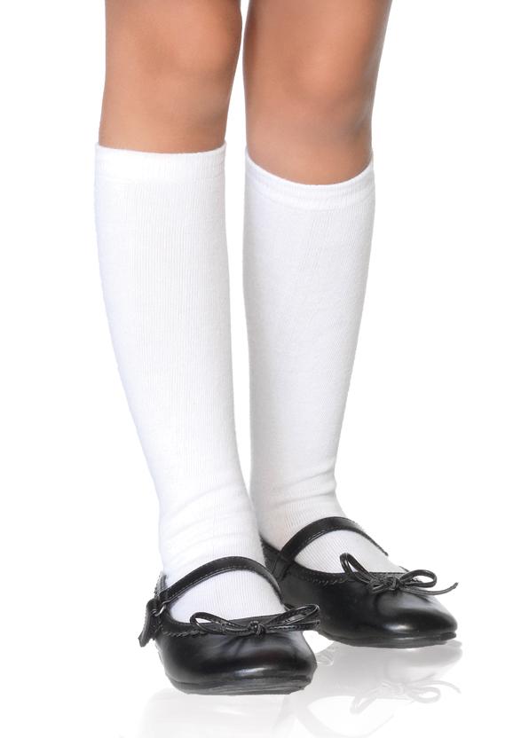 Kids White Knee High Socks For Sports Sailor Referee Kids
