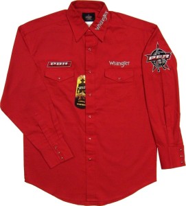 Wrangler Mens Red Western Snap PBR Bull Riding Rodeo Shirt *NWT* Large ...