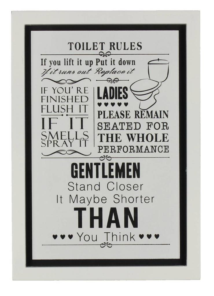 Toilet Rules Framed Print Bathroom Toilet Wall Plaque Hanging ...
