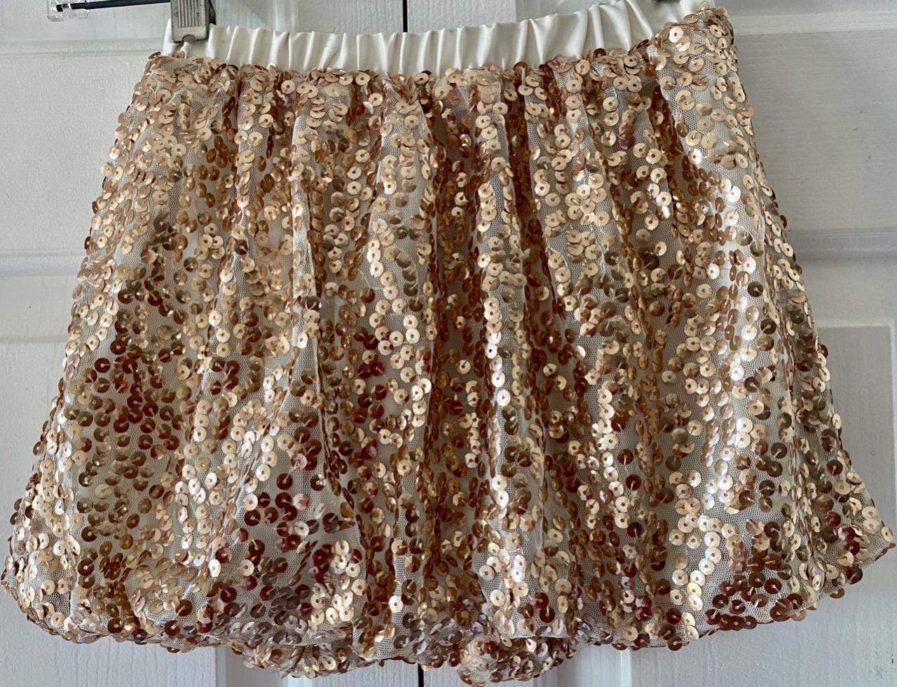 Cherokee Girls Gold Copper Sequin Bubble Hem Party Holiday Skirt XS 4/5 L1 0/12 - Picture 13 of 14