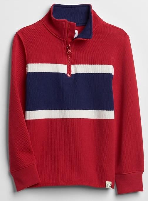 NEW NWT GAP Boys Half Zip Striped Pullover Sweater MockNeck Red or ...