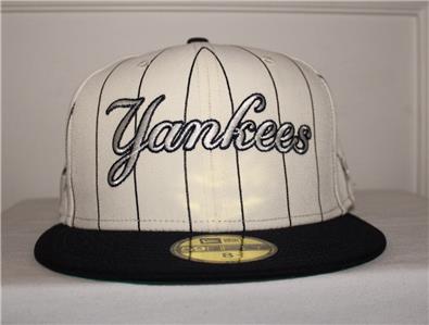 NEW YORK YANKEES Off White Pinstripe NEW ERA 59FIFTY Fitted Hat