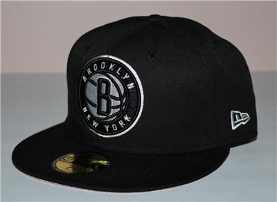 59Fifty New Era Fitted Hat Cap BROOKLYN NETS NBA Black Rose