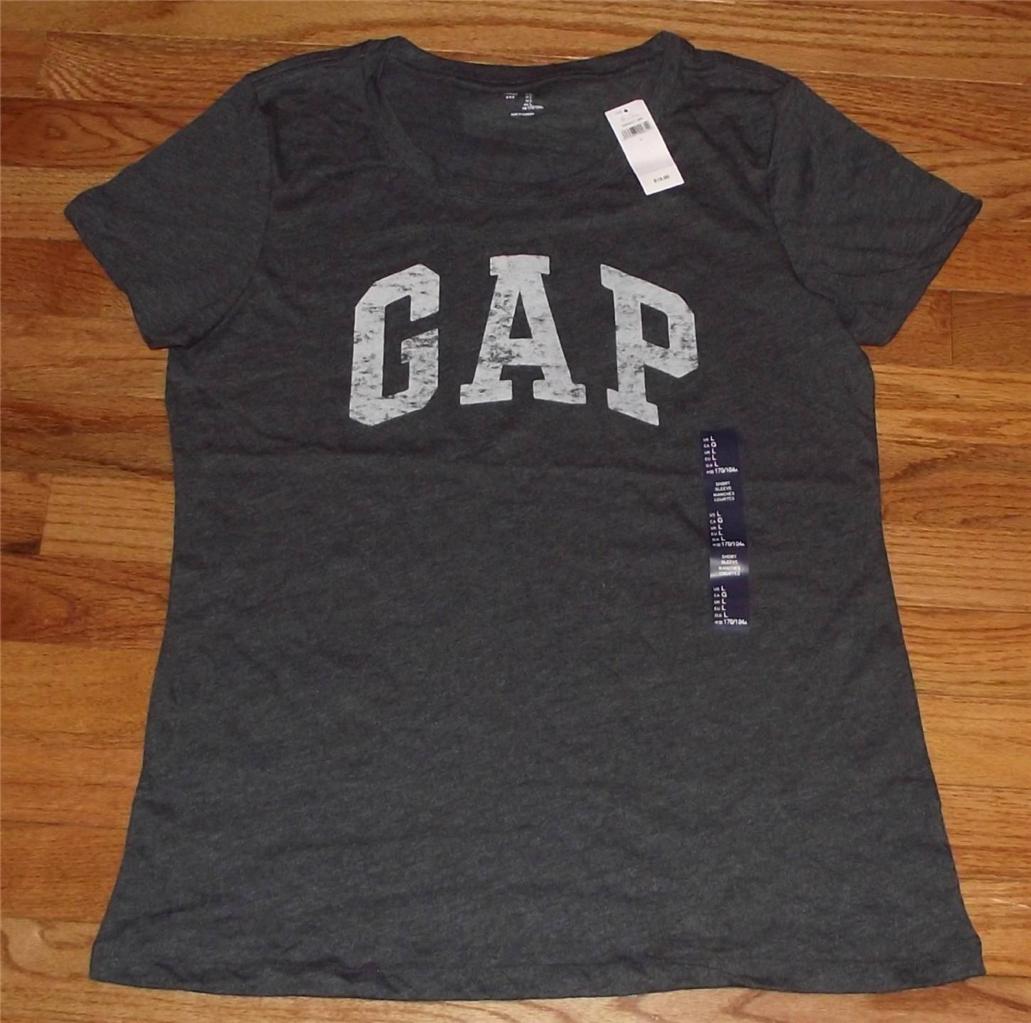 NEW Womens GAP Distressed Arch LOGO T-Shirt Weekend Tee Charcoal or ...