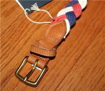 NWT Mens Brooks Brothers Kiel James Patrick Hand Braided Sailing Belt Nautical