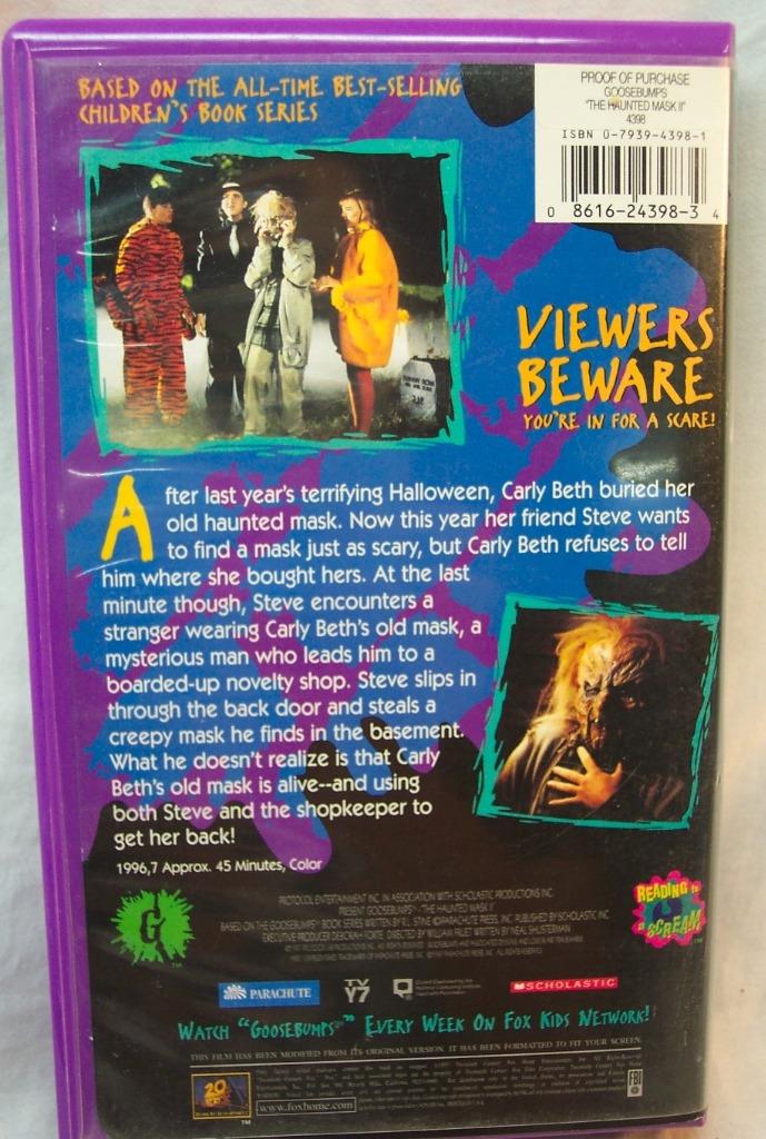 R.L. Stine GOOSEBUMPS The Haunted Mask II VHS VIDEO 1996 Based on Book ...