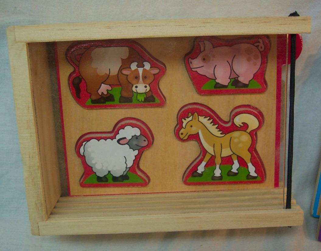 Melissa & Doug 4 MINI WOODEN PUZZLES Puzzle Pack SET Animal ZOO