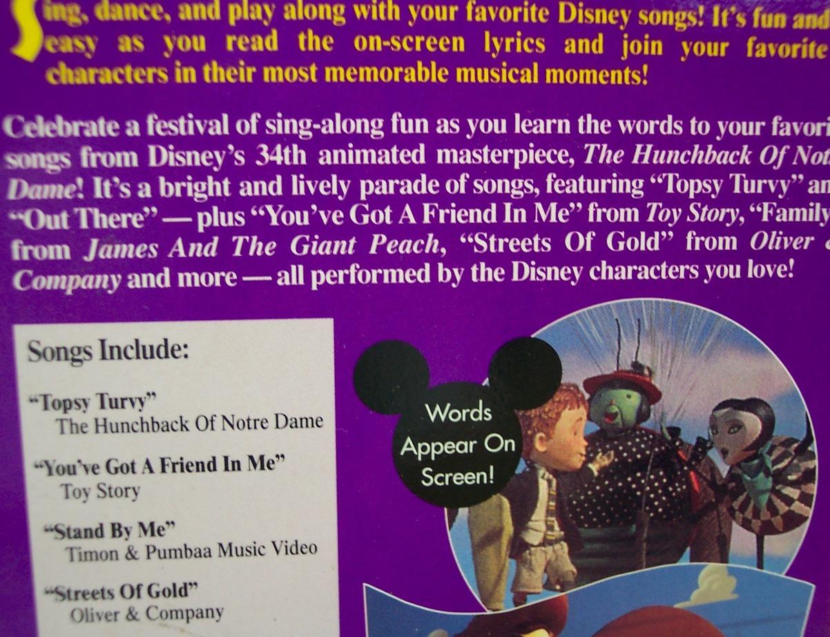 Walt Disney Sing Along Songs The Hunchback Of Notre Dame Topsy