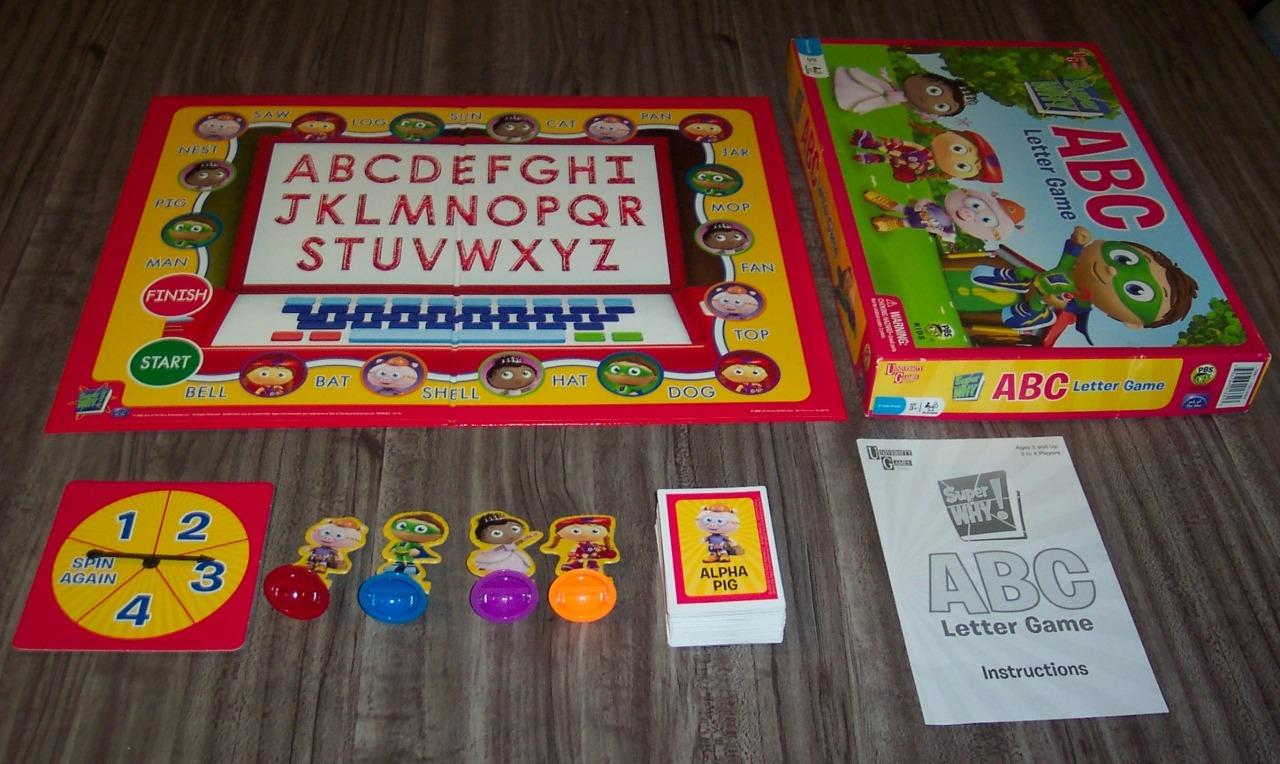 SUPER WHY ABC LETTER PBS Kids Board Game COMPLETE University Games