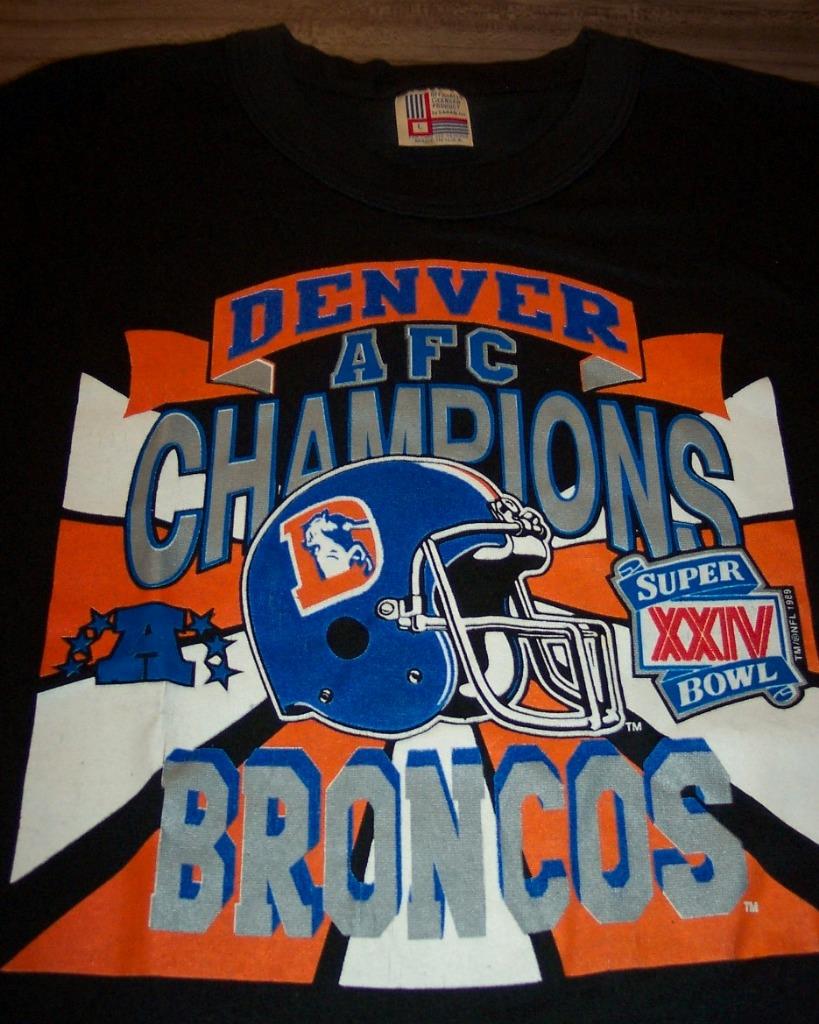 Vintage 1989 DENVER BRONCOS SUPER BOWL XXIV NFL FOOTBALL T-Shirt