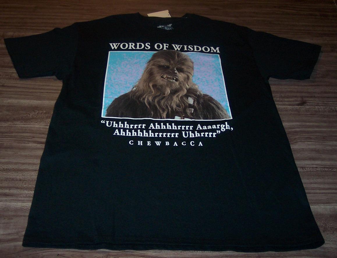 STAR WARS CHEWBACCA Words Of Wisdom T-Shirt MENS MEDIUM NEW w/ TAG Chewy |  eBay
