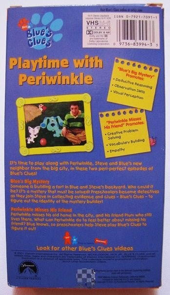 Blue's Clues PLAYTIME WITH PERIWINKLE VHS VIDEO | eBay