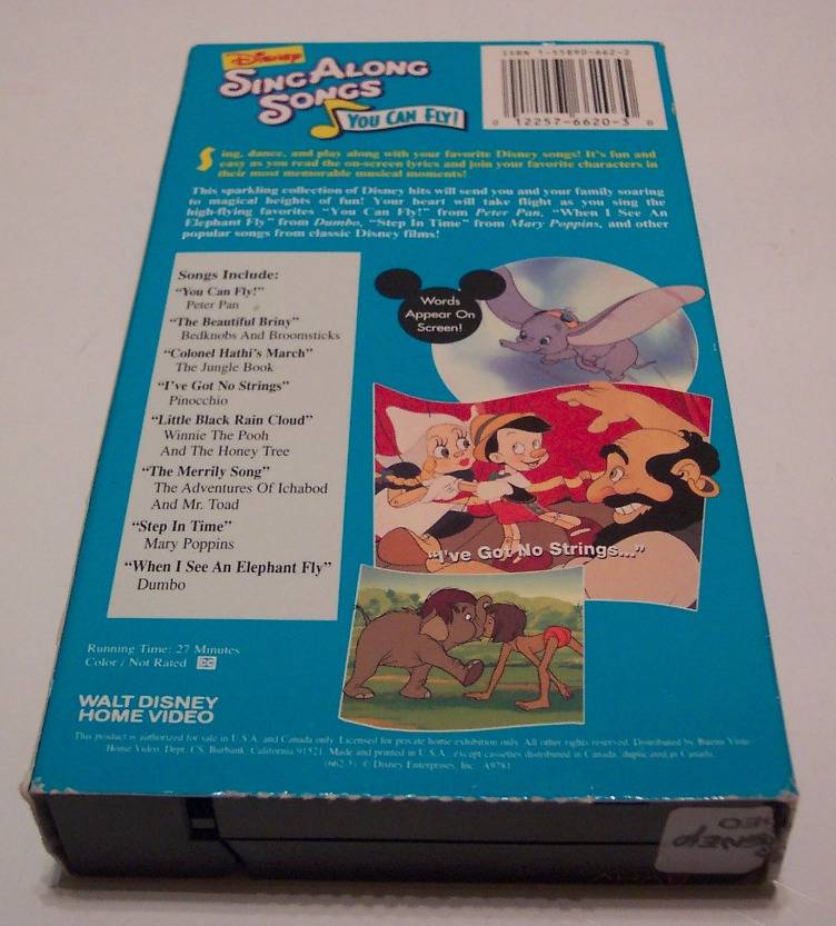 Disney Sing Along Songs Vhs Lot You Can Fly Under The Sea Circle Of ...