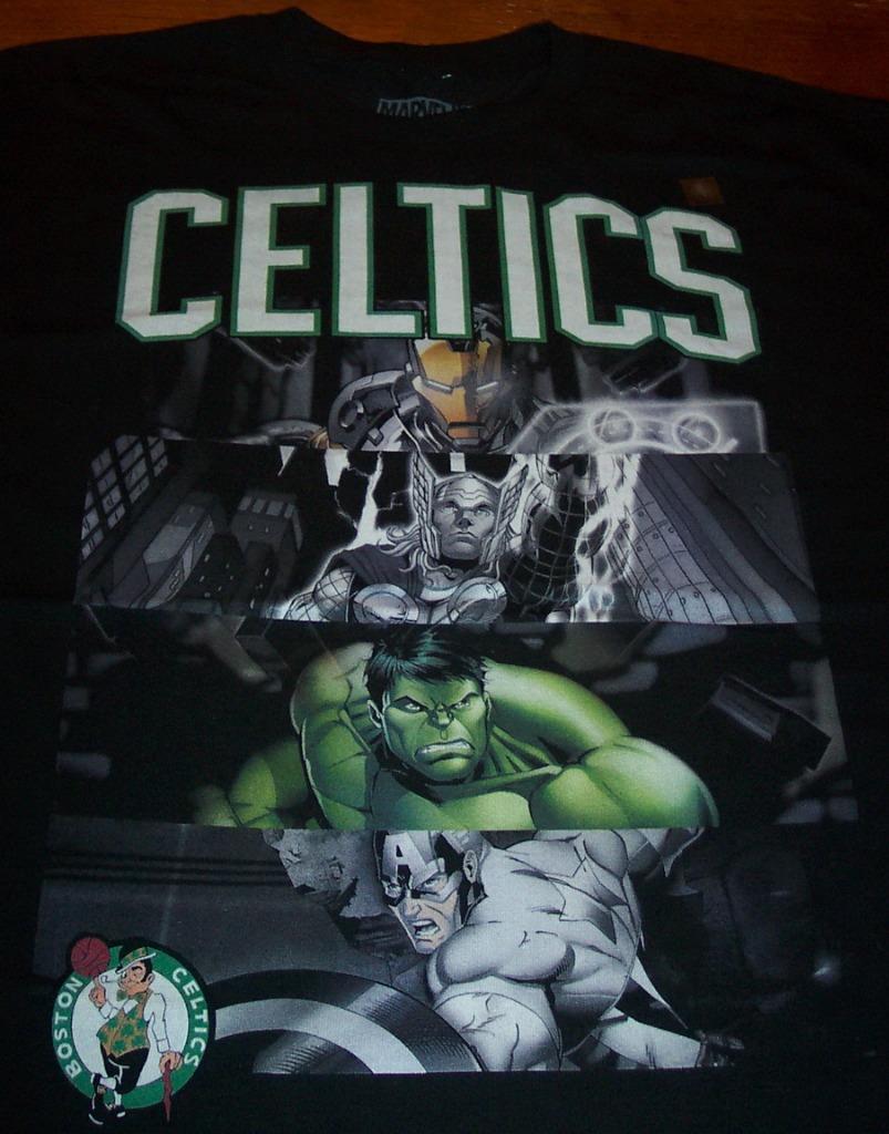 Details About Boston Celtics Nba Avengers Iron Man Hulk Marvel Comics T Shirt Small New