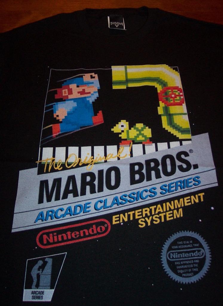 VINTAGE STYLE ORIGINAL MARIO BROS NES BOX Nintendo T-Shirt ARCADE