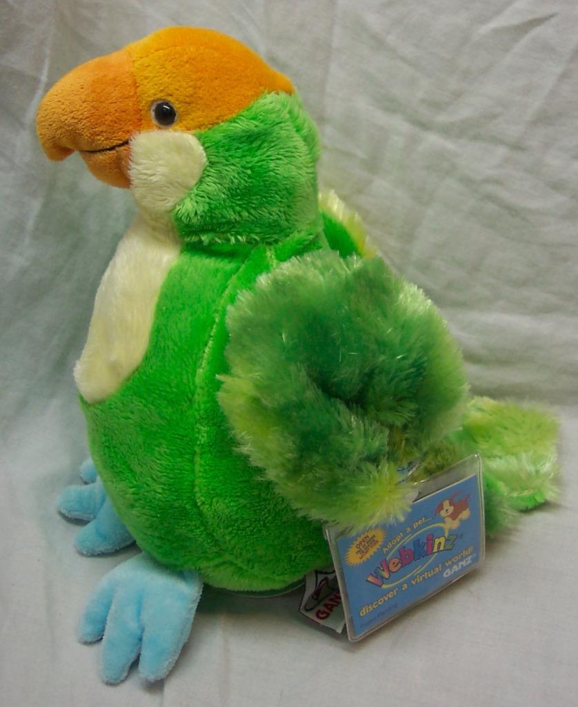 kinz SOFT GREEN PARAKEET BIRD 8" Plush Stuffed Animal Toy NEW