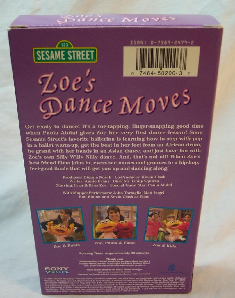 Sesame Street ZOE'S DANCE MOVES VHS VIDEO 2003 W/ Paula