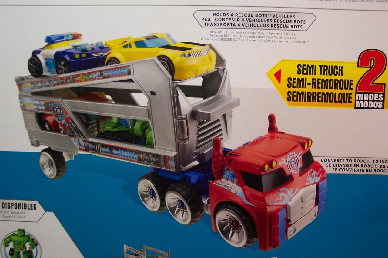 playskool heroes transformers rescue bots optimus prime rescue trailer