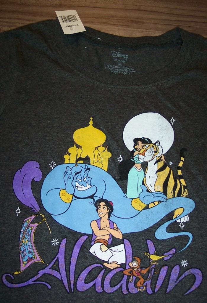 WOMEN'S TEEN Walt Disney ALADDIN Jasmine Genie Abu T-shirt MEDIUM