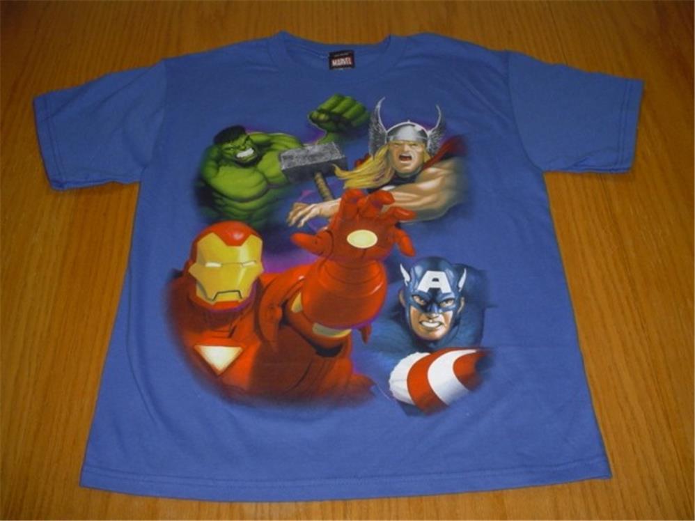 Marvel Avengers Boys Short Sleeve Cotton T-Shirt NWT Blue Size 7 or M 10//12