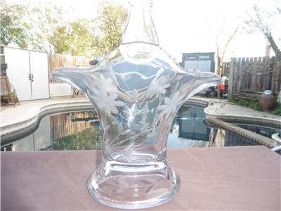Vintage Bonnet Clear Basket (Line 463) by HEISEY with Etched