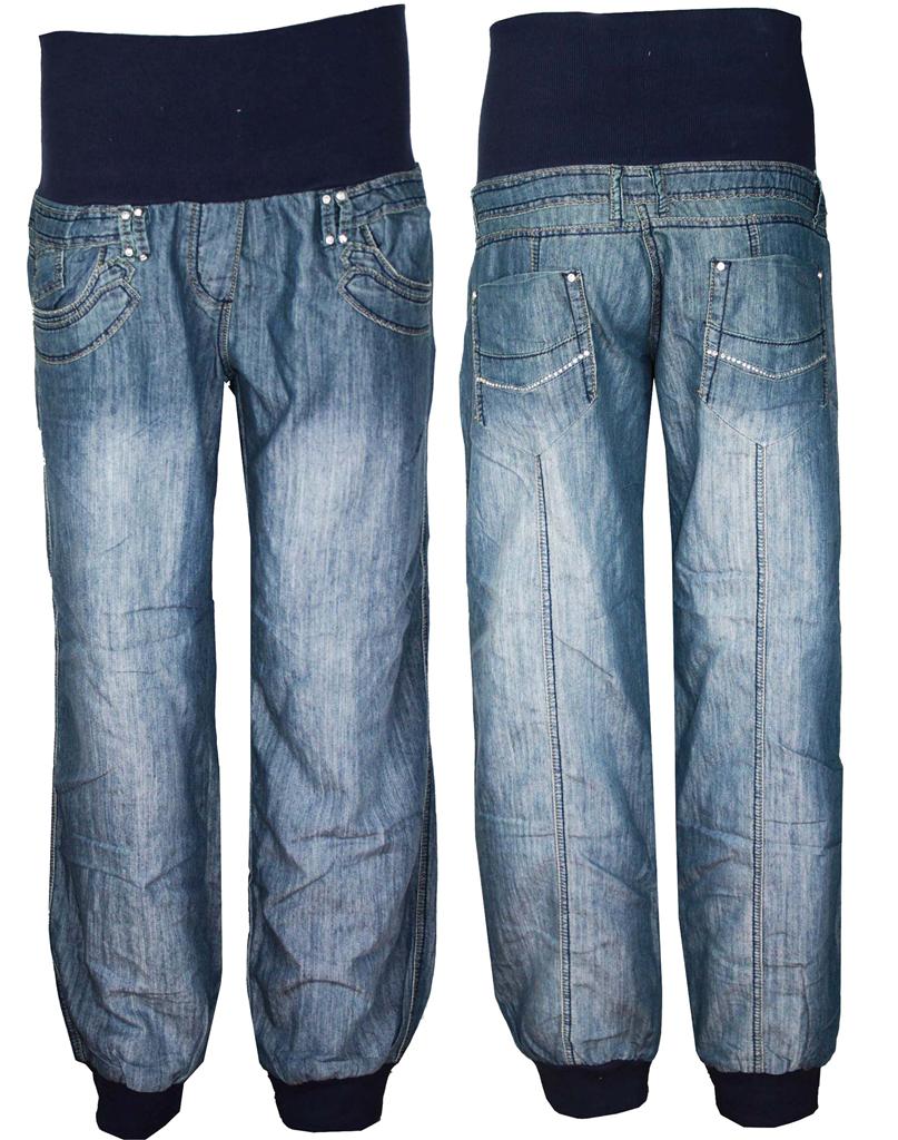 Womens Ladies Plus Size Denim Harem Elasticated Cuffed Trouser Jeans 20 ...