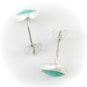 Side-by-side view of our 'Turquoise Triangle Posts' in SOLID 925 Sterling Silver [Vgn-W]