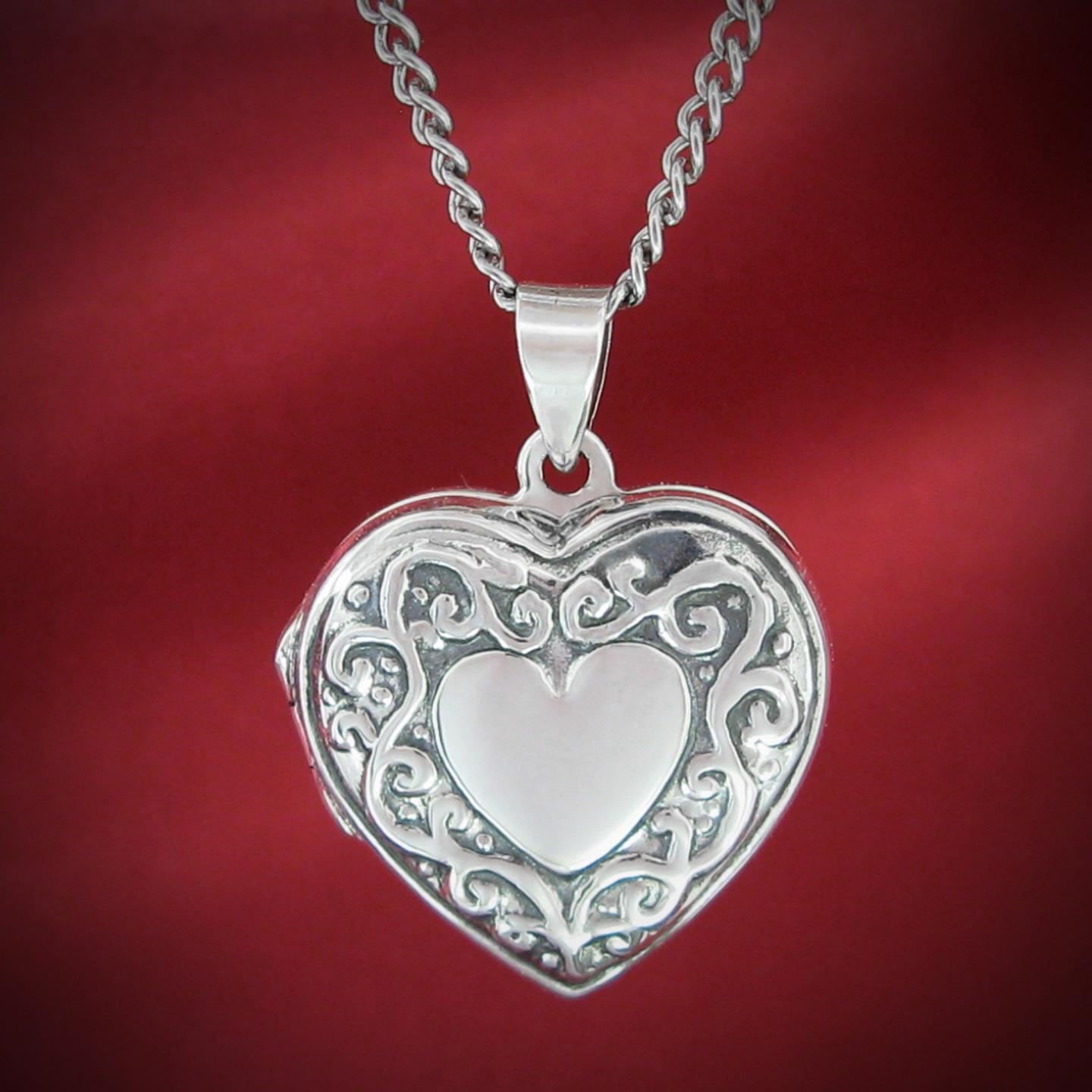 Victorian style Heart Locket in Sterling Silver; your choice of CHAINS! - Picture 12 of 29