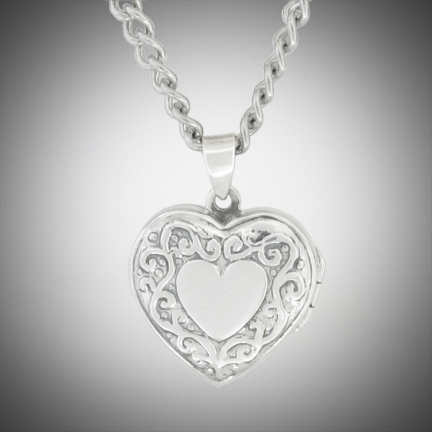 Victorian style Heart Locket in Sterling Silver; your choice of CHAINS! - Picture 18 of 29