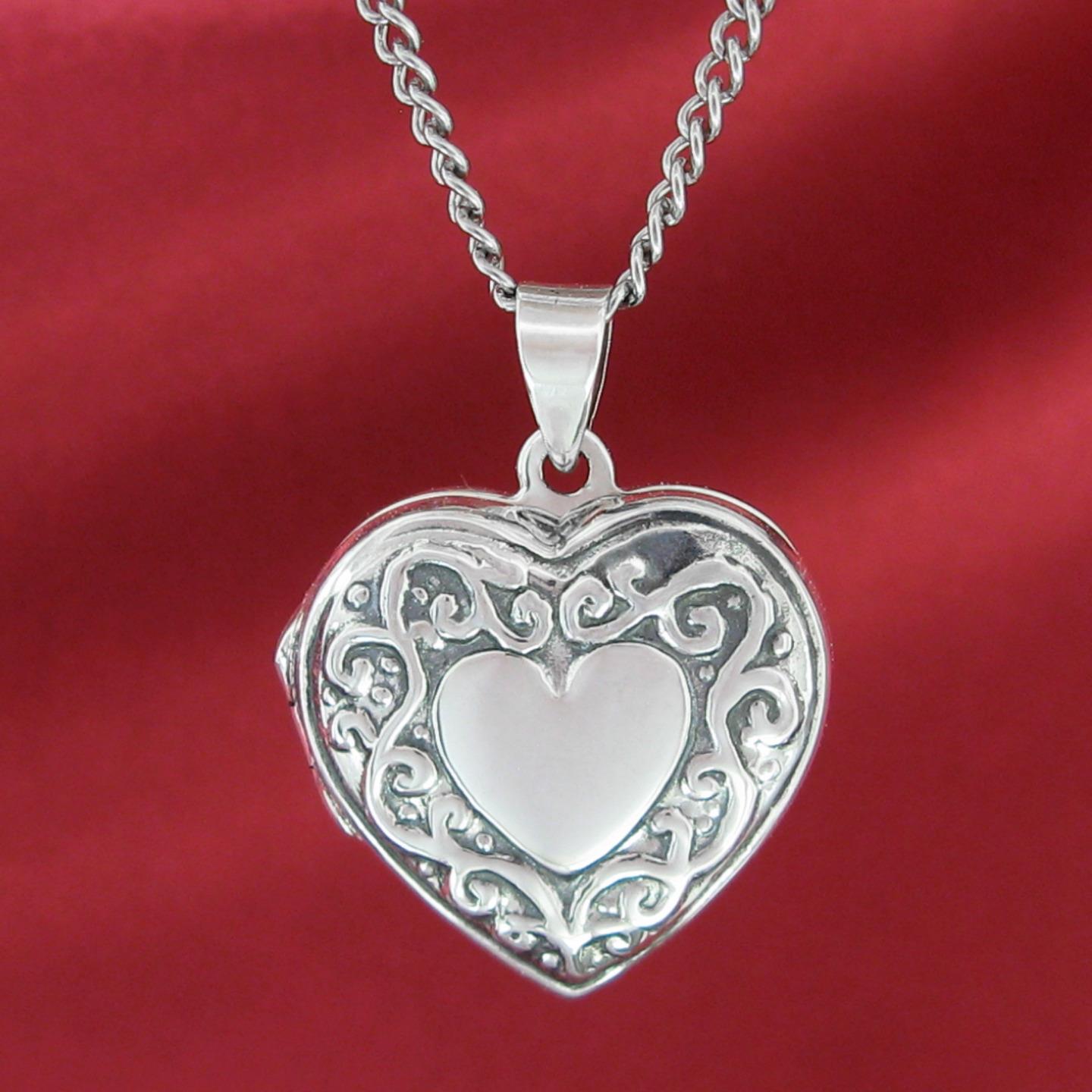 Victorian style Heart Locket in Sterling Silver; your choice of CHAINS! - Picture 13 of 29