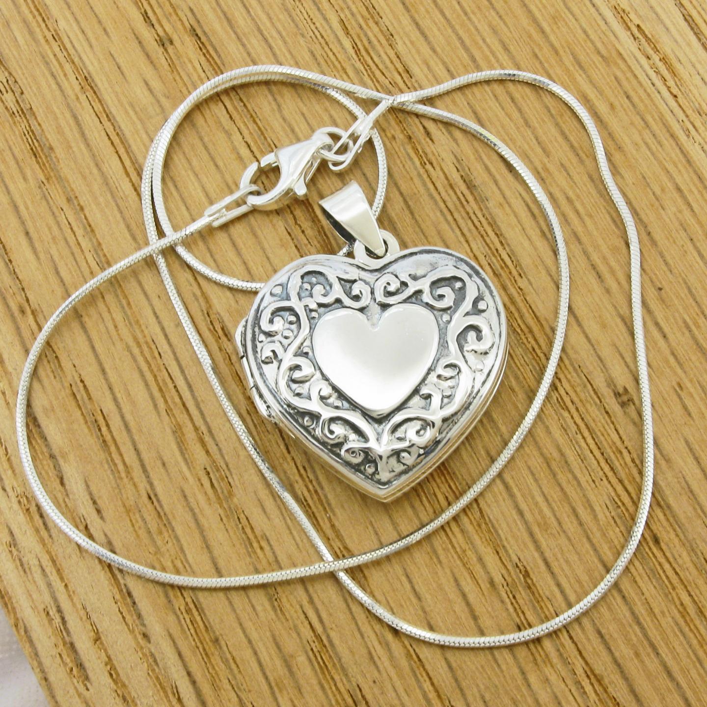 Victorian style Heart Locket in Sterling Silver; your choice of CHAINS! - Picture 24 of 29