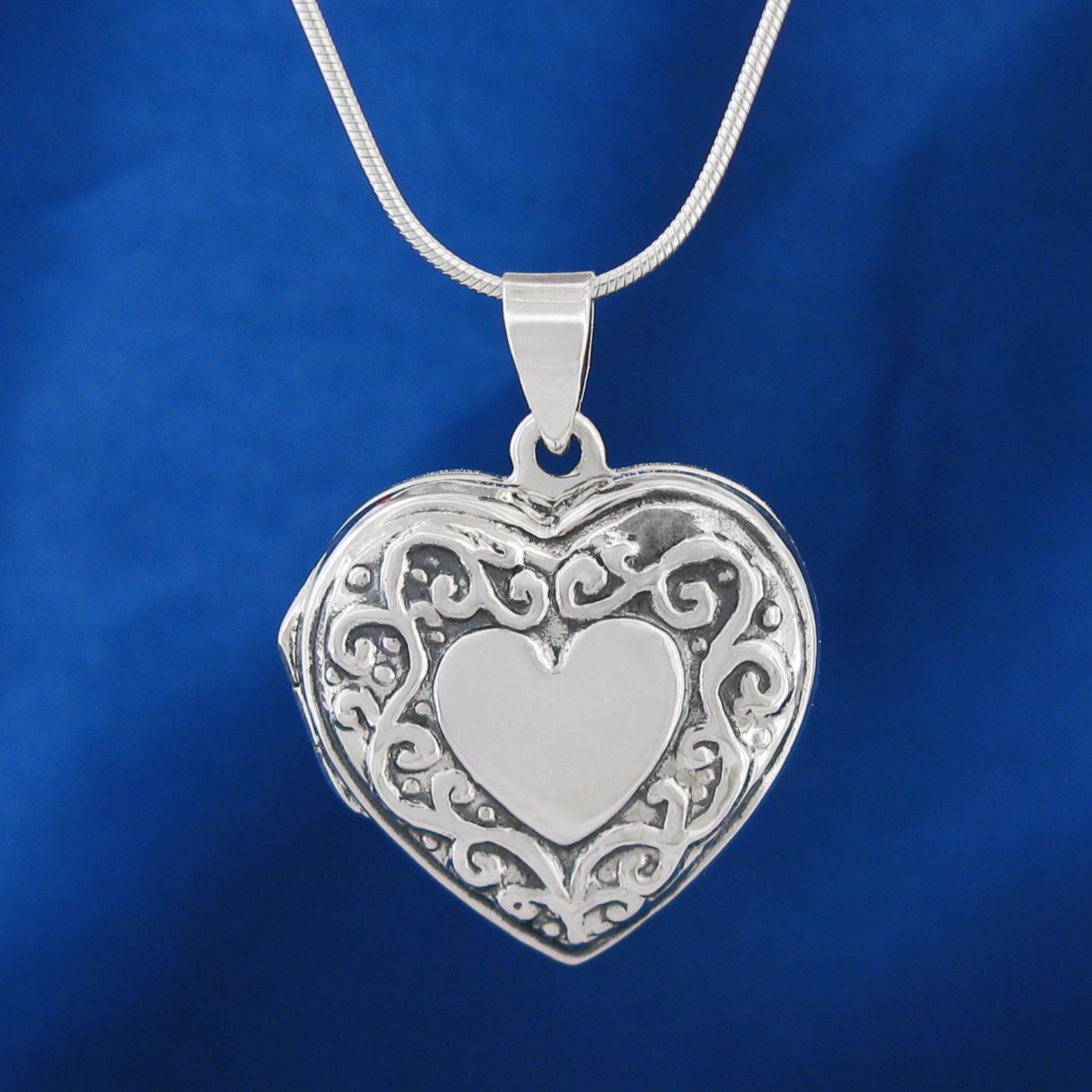Victorian style Heart Locket in Sterling Silver; your choice of CHAINS! - Picture 27 of 29