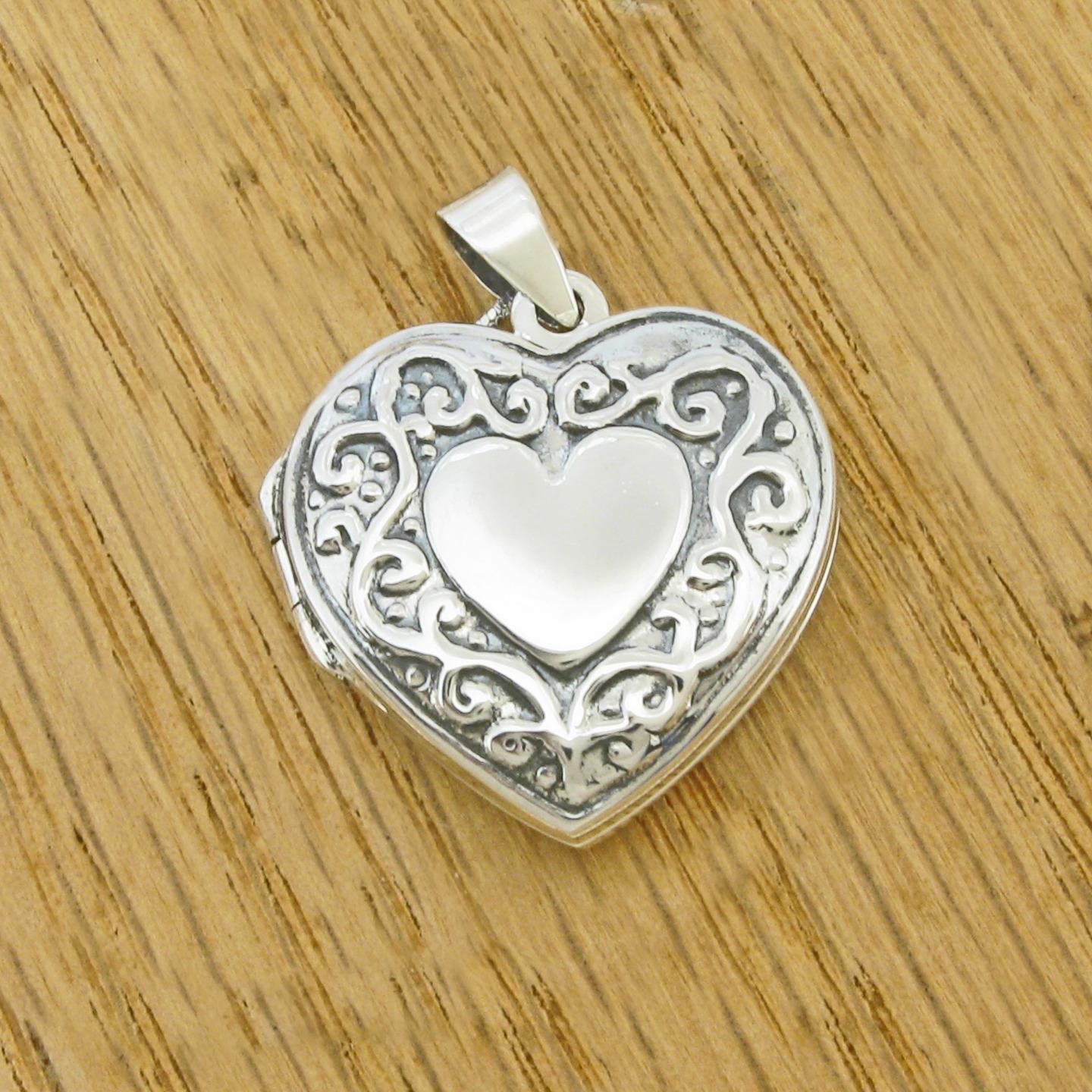 Victorian style Heart Locket in Sterling Silver; your choice of CHAINS! - Picture 11 of 29