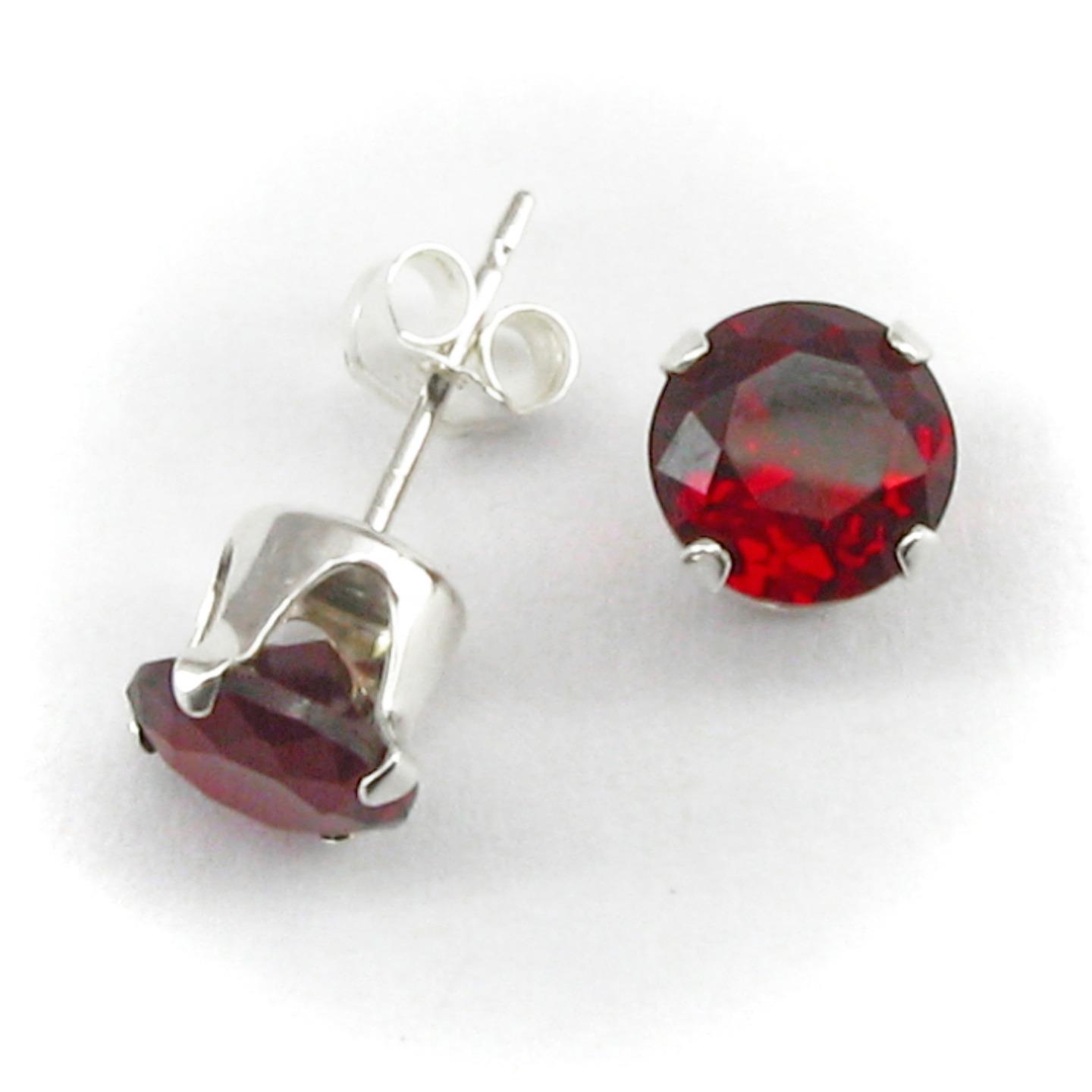 6mm Birthstone Earrings – Round CZ – SOLID Sterling Silver Settings