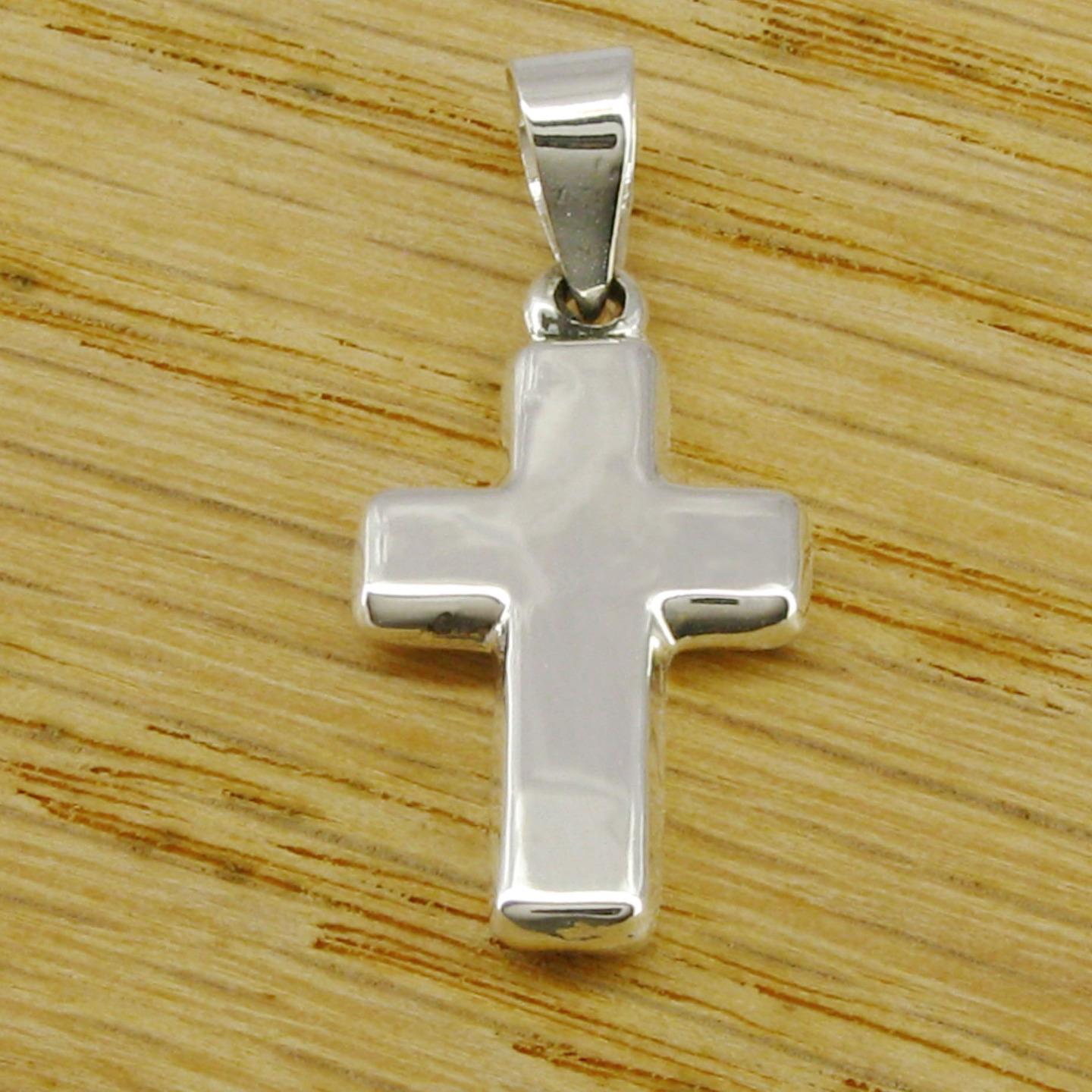 Small THICK Cross Pendant – All Sterling – Reversible – Chain Choice