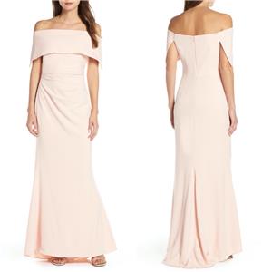 vince camuto notched off the shoulder trumpet gown
