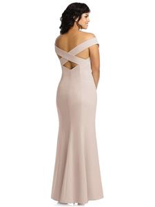 off the shoulder crossback gown dessy collection