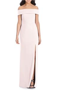Dessy off the shoulder crepe gown