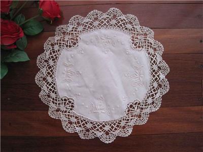 Vintage Style Handmade Bobbin Lace Flower Embroidery Cotton Doily Beige