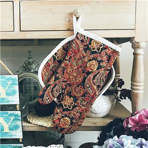 Country Style Set of 2 Kitchen Canvas Embroidery Cotton Quilted Oven Mitt Glove