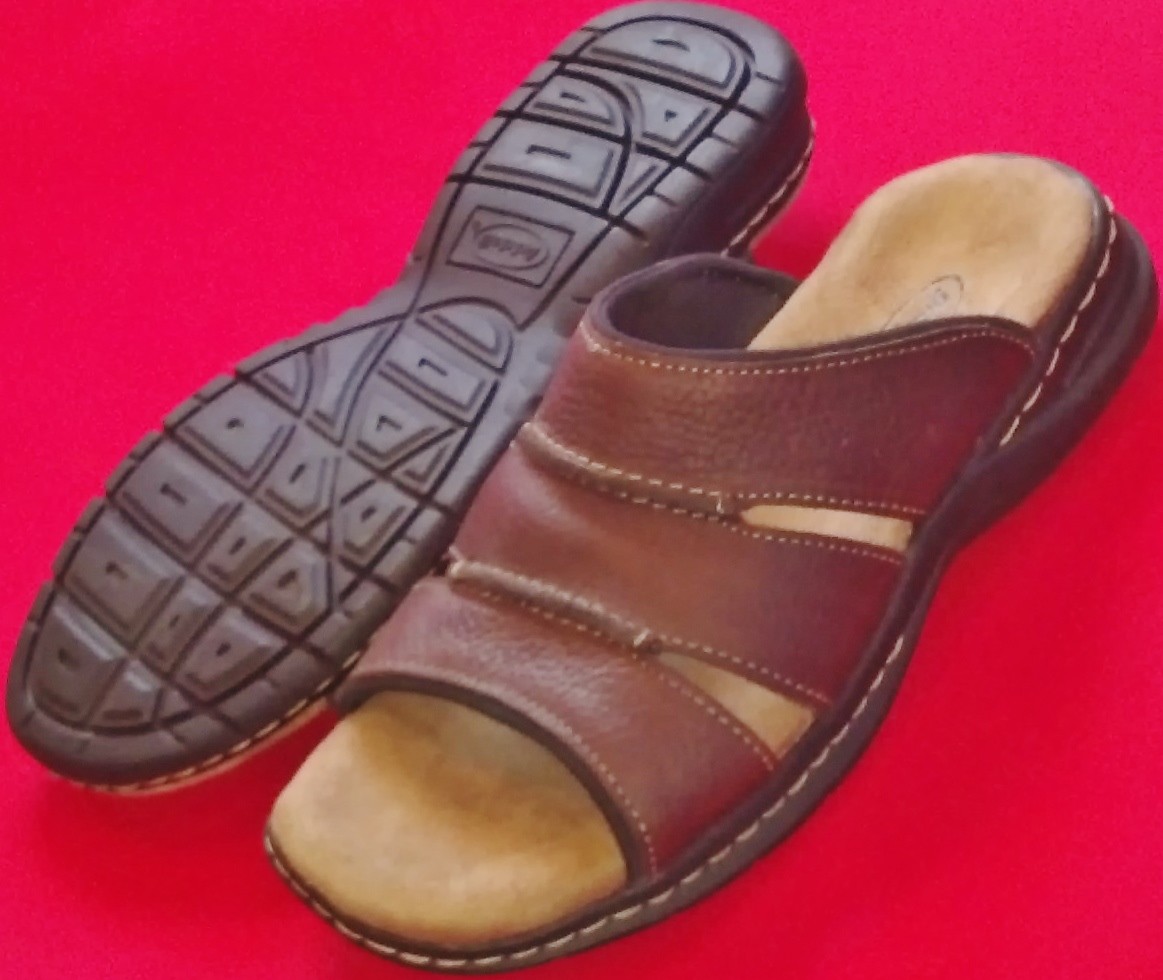 NEW Men's DR SCHOLLS GORDON Brown Leather Casual Slides Sport Sandals ...