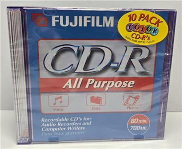 new sealed FUJIFILM 10 Pack CD-R All Purpose 80 min 700MB