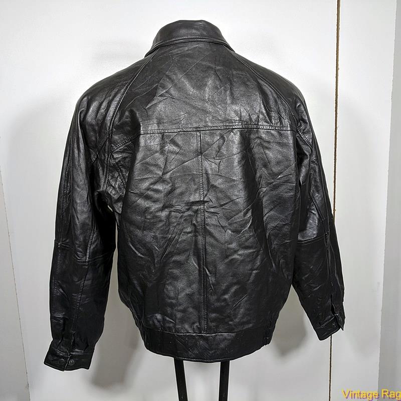 BURK'S BAY Soft LEATHER JACKET Mens Size XL Black insulated
