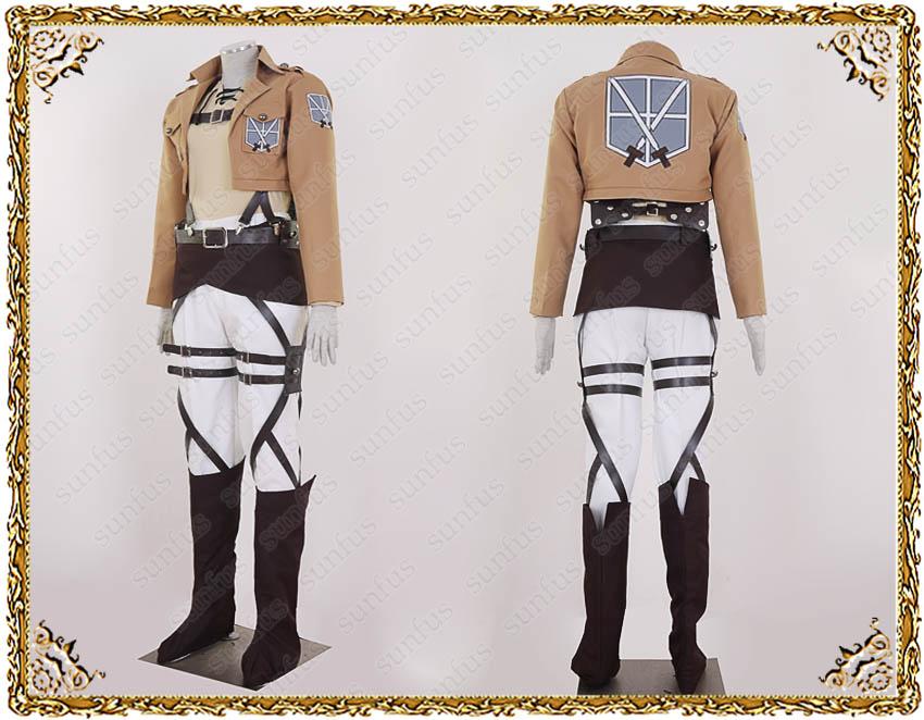 Attack on Titan Shingeki no Kyojin Eren Jaeger leather Cosplay costume ...