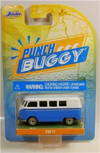 VOLKSWAGEN VW T1 BUS BLUE AND WHITE PUNCH BUGGY 1:64 DIECAST JADA